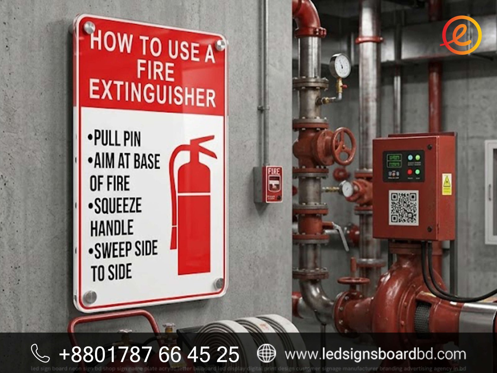 Safety Signage with Fire Hazard Warnings